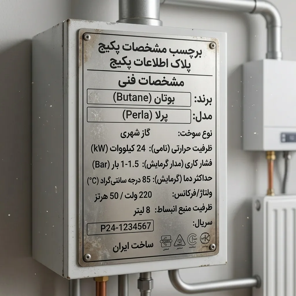 برچسب مشخصات پکیج شامل برند و مدل